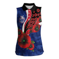 North Kangaroos ANZAC Personalised Women Sleeveless Polo Shirt Lest We Forget Poppy Camo