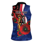 North Kangaroos ANZAC Personalised Women Sleeveless Polo Shirt Lest We Forget Poppy Camo