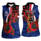 North Kangaroos ANZAC Personalised Women Sleeveless Polo Shirt Lest We Forget Poppy Camo