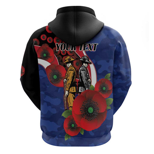 North Kangaroos ANZAC Personalised Zip Hoodie Lest We Forget Poppy Camo
