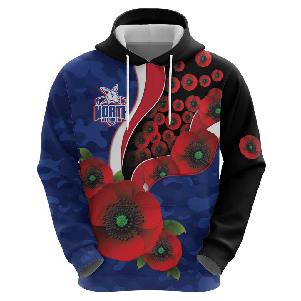 North Kangaroos ANZAC Personalised Zip Hoodie Lest We Forget Poppy Camo