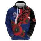 North Kangaroos ANZAC Personalised Zip Hoodie Lest We Forget Poppy Camo