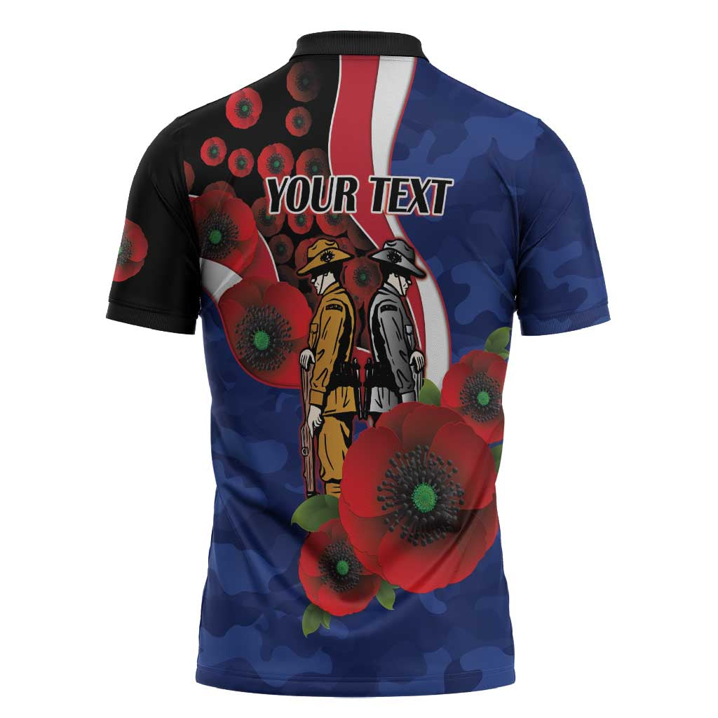 North Kangaroos ANZAC Personalised Zipper Polo Shirt Lest We Forget Poppy Camo