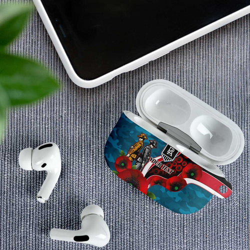 Port Power ANZAC Personalised AirPods Case Lest We Forget Poppy Camo