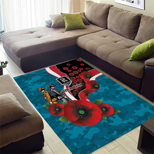 Port Power ANZAC Personalised Area Rug Lest We Forget Poppy Camo
