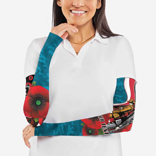 Port Power ANZAC Personalised Arm Sleeves Lest We Forget Poppy Camo
