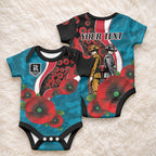 Port Power ANZAC Personalised Baby Onesie Lest We Forget Poppy Camo
