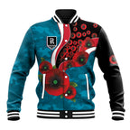 Port Power ANZAC Personalised Baseball Jacket Lest We Forget Poppy Camo