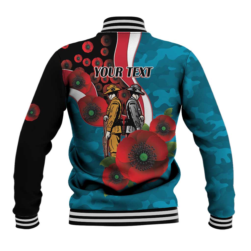 Port Power ANZAC Personalised Baseball Jacket Lest We Forget Poppy Camo