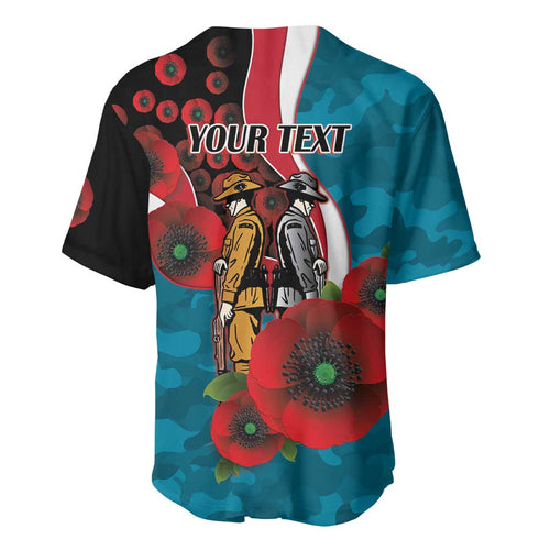 Port Power ANZAC Personalised Baseball Jersey Lest We Forget Poppy Camo