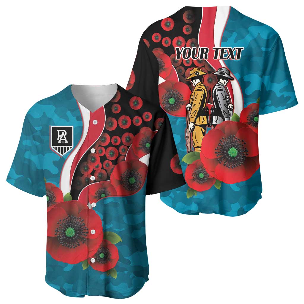 Port Power ANZAC Personalised Baseball Jersey Lest We Forget Poppy Camo