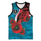 Port Power ANZAC Personalised Basketball Jersey Lest We Forget Poppy Camo