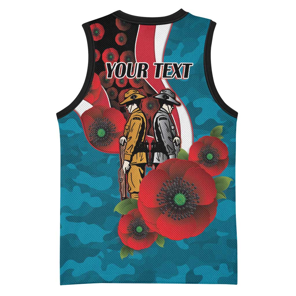Port Power ANZAC Personalised Basketball Jersey Lest We Forget Poppy Camo
