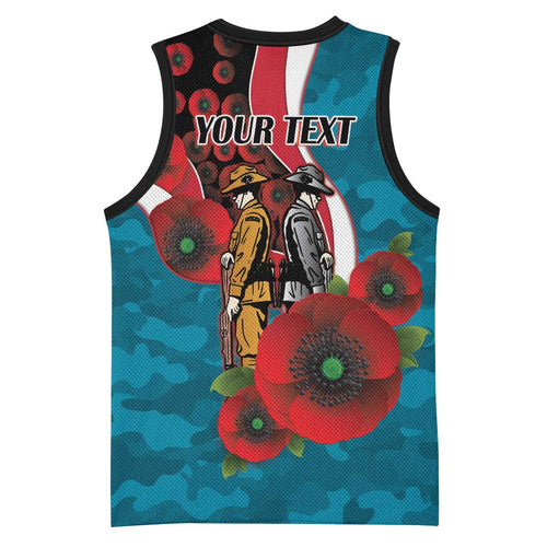 Port Power ANZAC Personalised Basketball Jersey Lest We Forget Poppy Camo