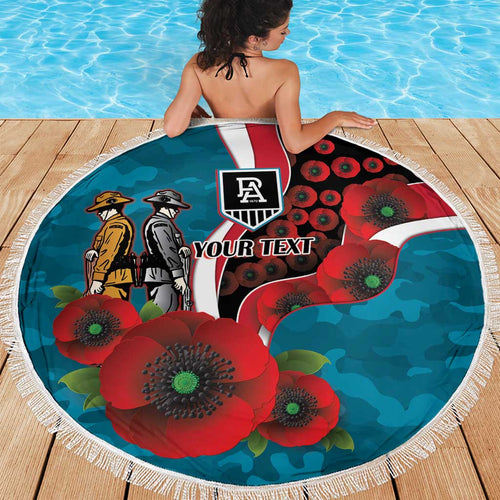 Port Power ANZAC Personalised Beach Blanket Lest We Forget Poppy Camo