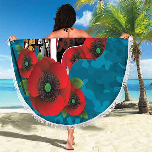 Port Power ANZAC Personalised Beach Blanket Lest We Forget Poppy Camo