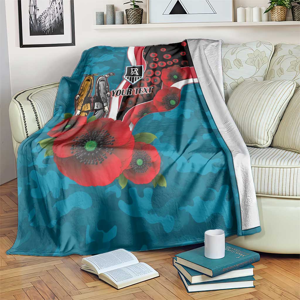 Port Power ANZAC Personalised Blanket Lest We Forget Poppy Camo