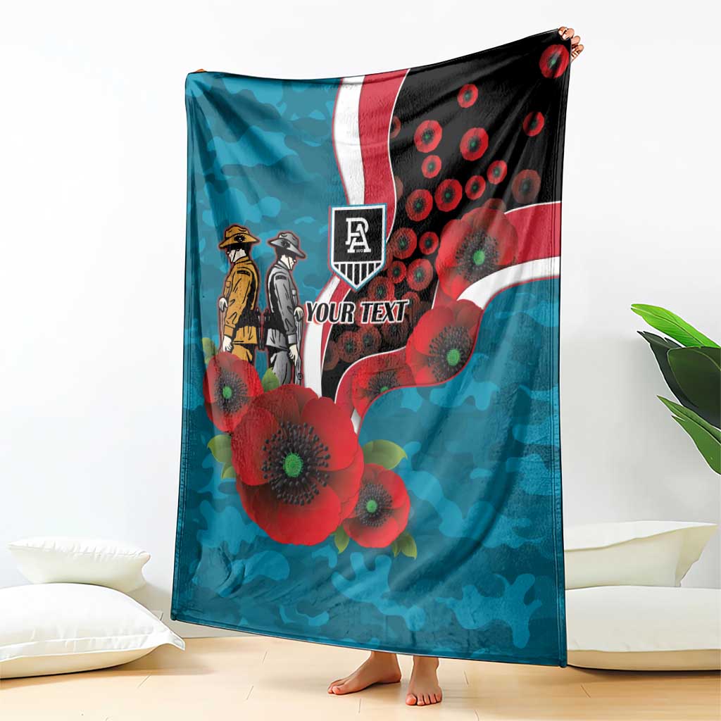 Port Power ANZAC Personalised Blanket Lest We Forget Poppy Camo