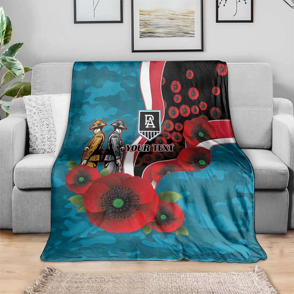 Port Power ANZAC Personalised Blanket Lest We Forget Poppy Camo