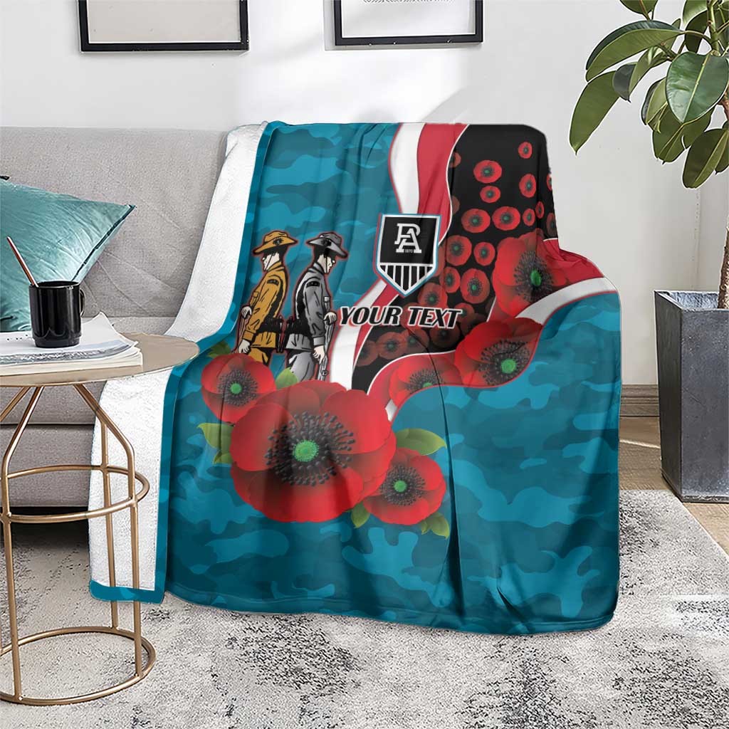 Port Power ANZAC Personalised Blanket Lest We Forget Poppy Camo