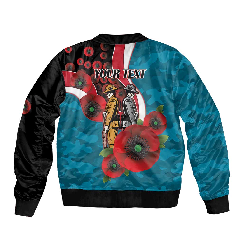 Port Power ANZAC Personalised Bomber Jacket Lest We Forget Poppy Camo