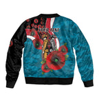 Port Power ANZAC Personalised Bomber Jacket Lest We Forget Poppy Camo