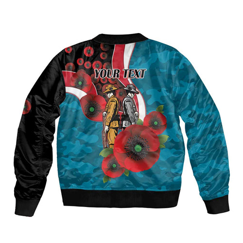 Port Power ANZAC Personalised Bomber Jacket Lest We Forget Poppy Camo