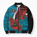 Port Power ANZAC Personalised Bomber Puffer Jacket Lest We Forget Poppy Camo