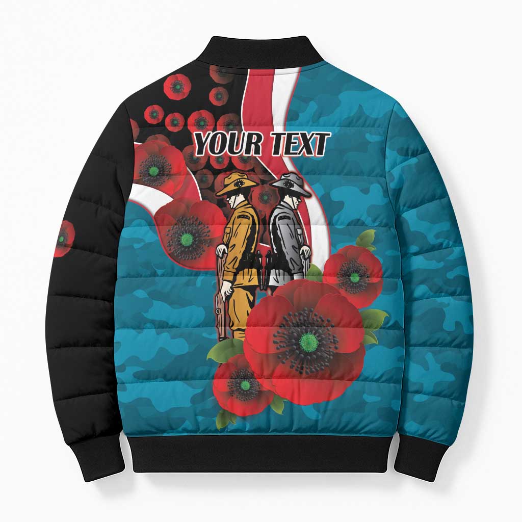 Port Power ANZAC Personalised Bomber Puffer Jacket Lest We Forget Poppy Camo
