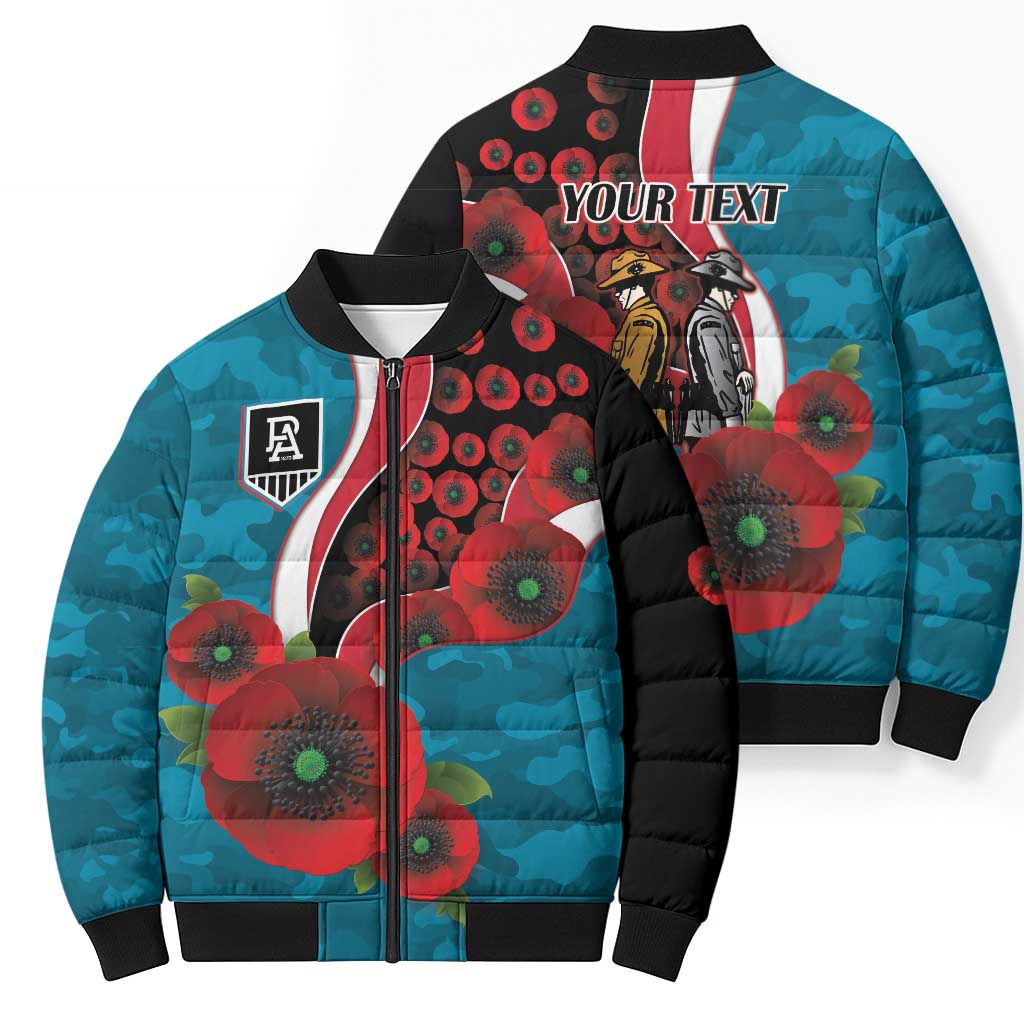 Port Power ANZAC Personalised Bomber Puffer Jacket Lest We Forget Poppy Camo