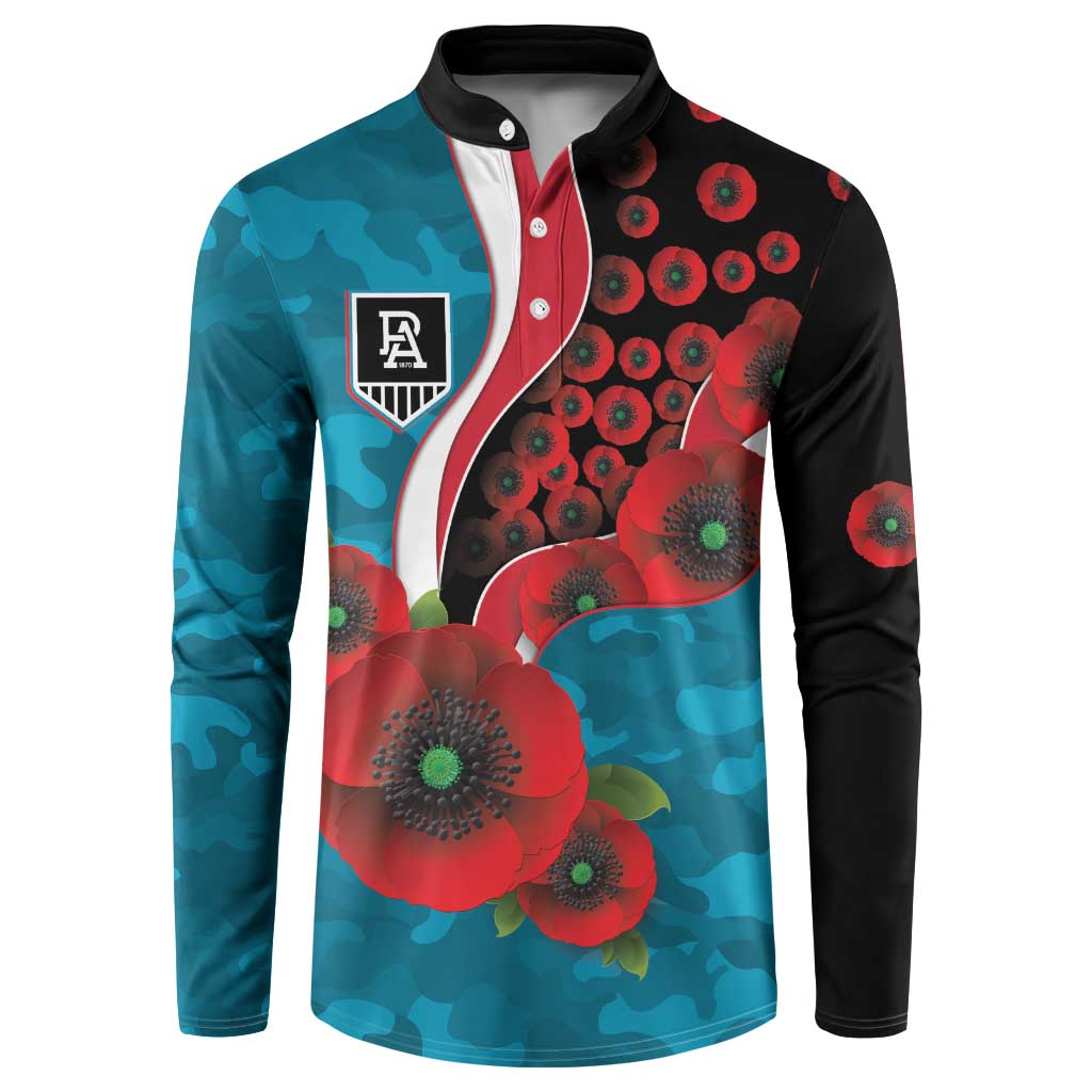Port Power ANZAC Personalised Button Sweatshirt Lest We Forget Poppy Camo