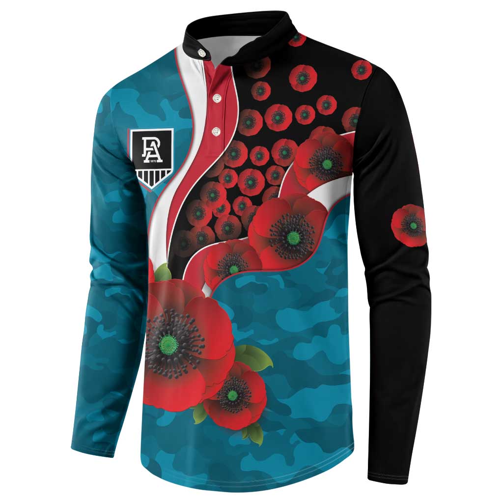 Port Power ANZAC Personalised Button Sweatshirt Lest We Forget Poppy Camo