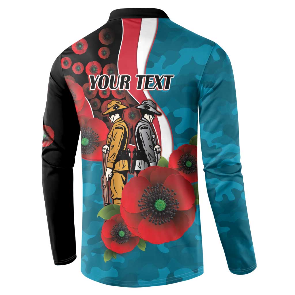 Port Power ANZAC Personalised Button Sweatshirt Lest We Forget Poppy Camo