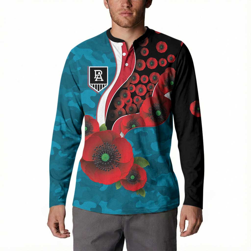 Port Power ANZAC Personalised Button Sweatshirt Lest We Forget Poppy Camo