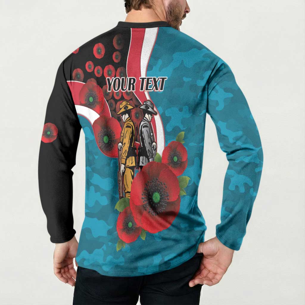 Port Power ANZAC Personalised Button Sweatshirt Lest We Forget Poppy Camo