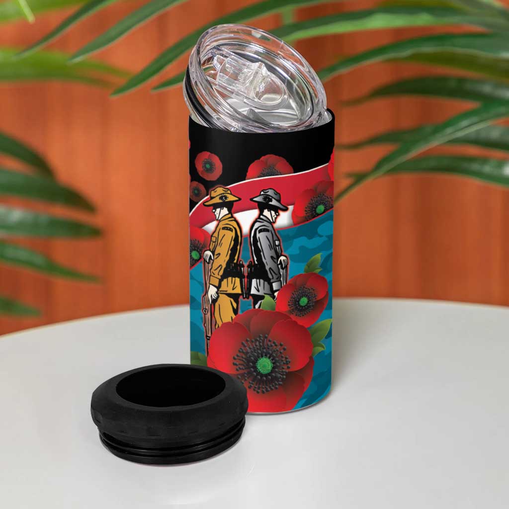 Port Power ANZAC Personalised 4 in 1 Can Cooler Tumbler Lest We Forget Poppy Camo