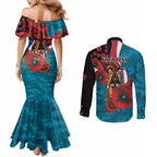 Port Power ANZAC Personalised Couples Matching Mermaid Dress and Long Sleeve Button Shirt Lest We Forget Poppy Camo