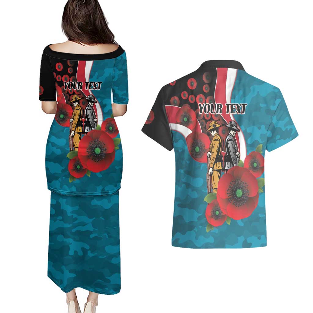Port Power ANZAC Personalised Couples Matching Puletasi and Hawaiian Shirt Lest We Forget Poppy Camo