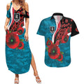 Port Power ANZAC Personalised Couples Matching Summer Maxi Dress and Hawaiian Shirt Lest We Forget Poppy Camo