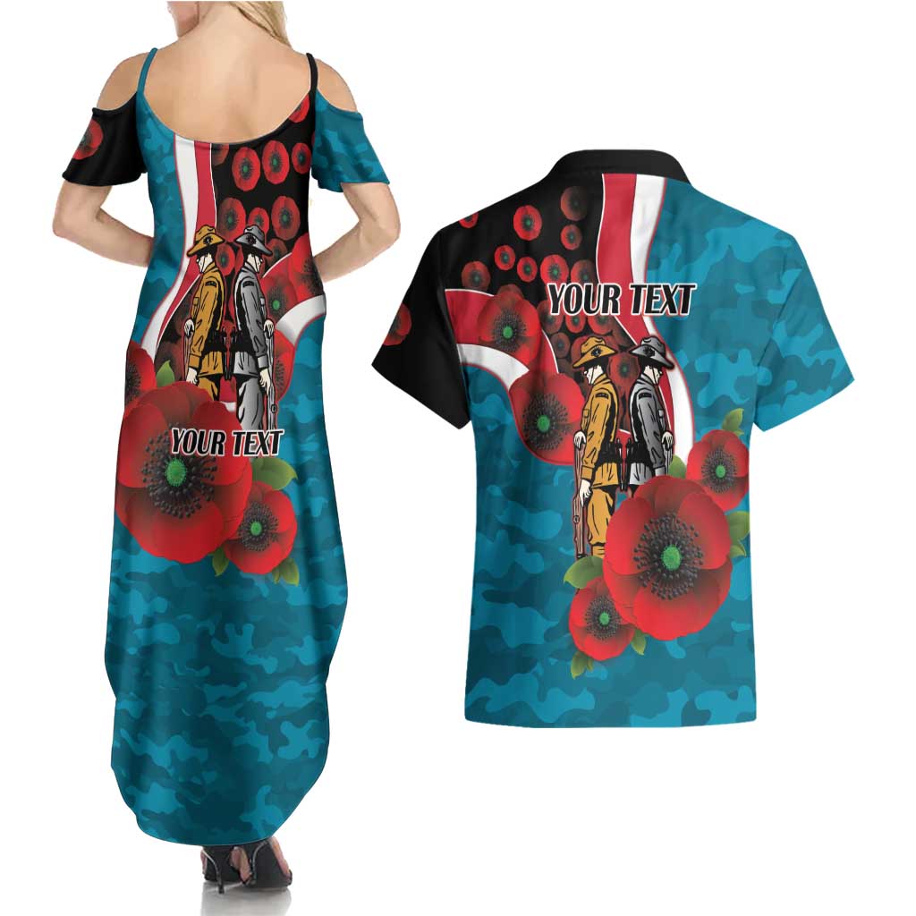 Port Power ANZAC Personalised Couples Matching Summer Maxi Dress and Hawaiian Shirt Lest We Forget Poppy Camo