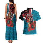 Port Power ANZAC Personalised Couples Matching Tank Maxi Dress and Hawaiian Shirt Lest We Forget Poppy Camo