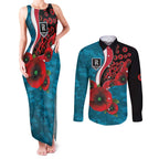 Port Power ANZAC Personalised Couples Matching Tank Maxi Dress and Long Sleeve Button Shirt Lest We Forget Poppy Camo
