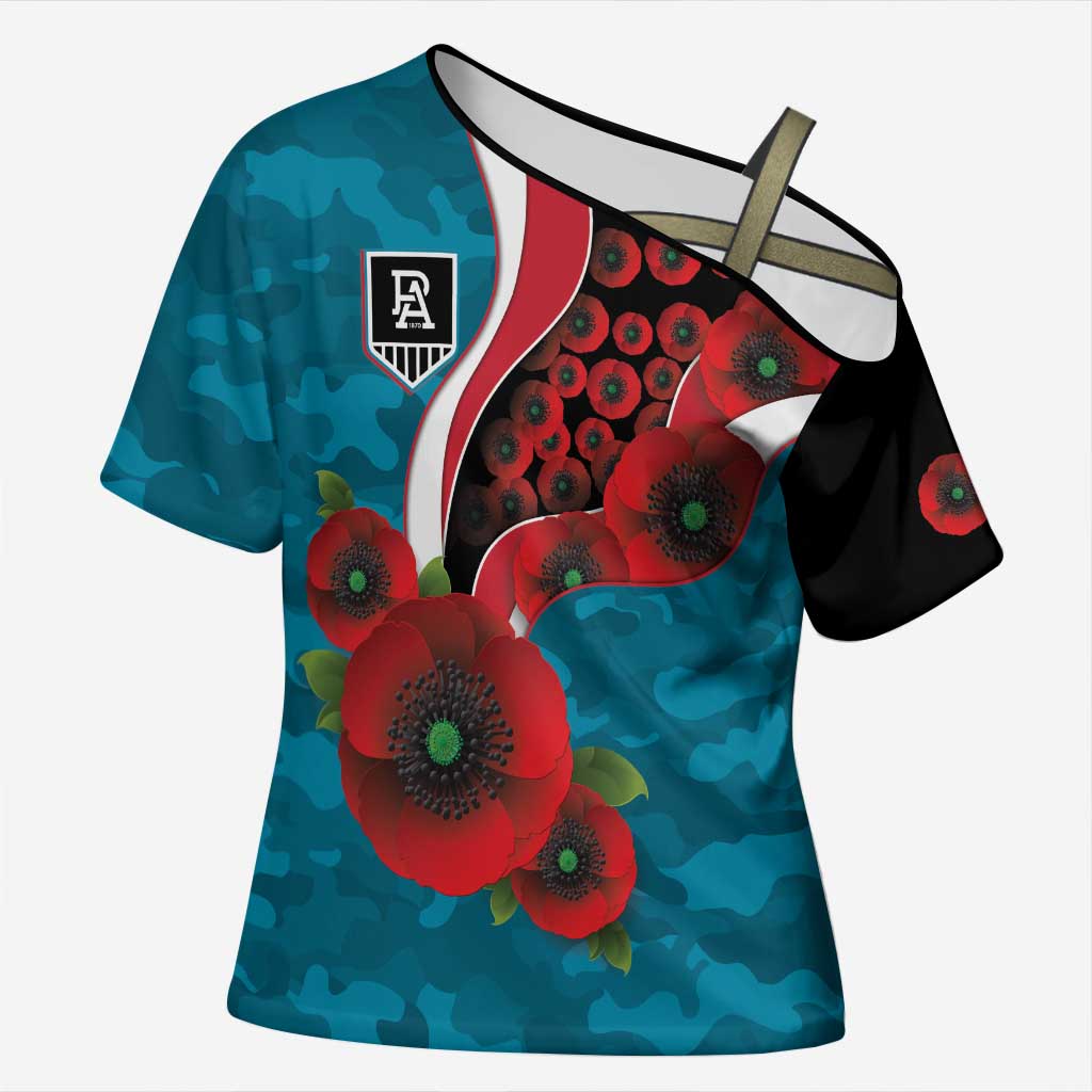 Port Power ANZAC Personalised Cross Shoulder Shirt Lest We Forget Poppy Camo