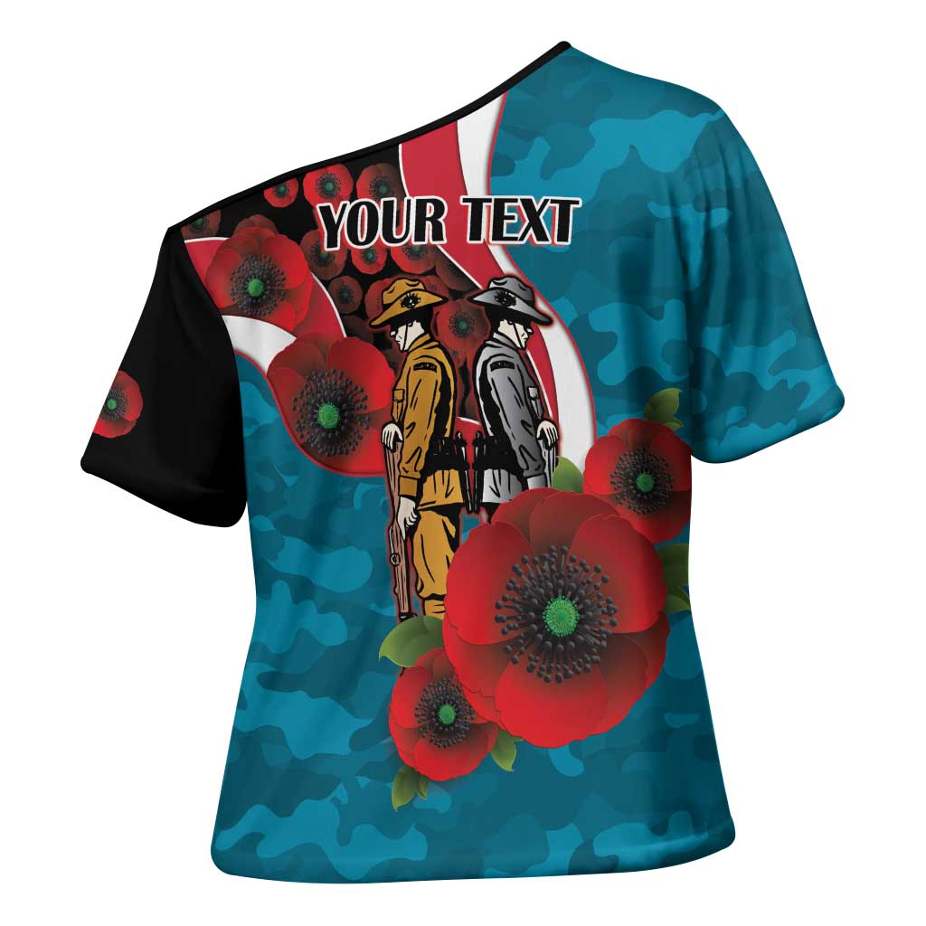 Port Power ANZAC Personalised Cross Shoulder Shirt Lest We Forget Poppy Camo