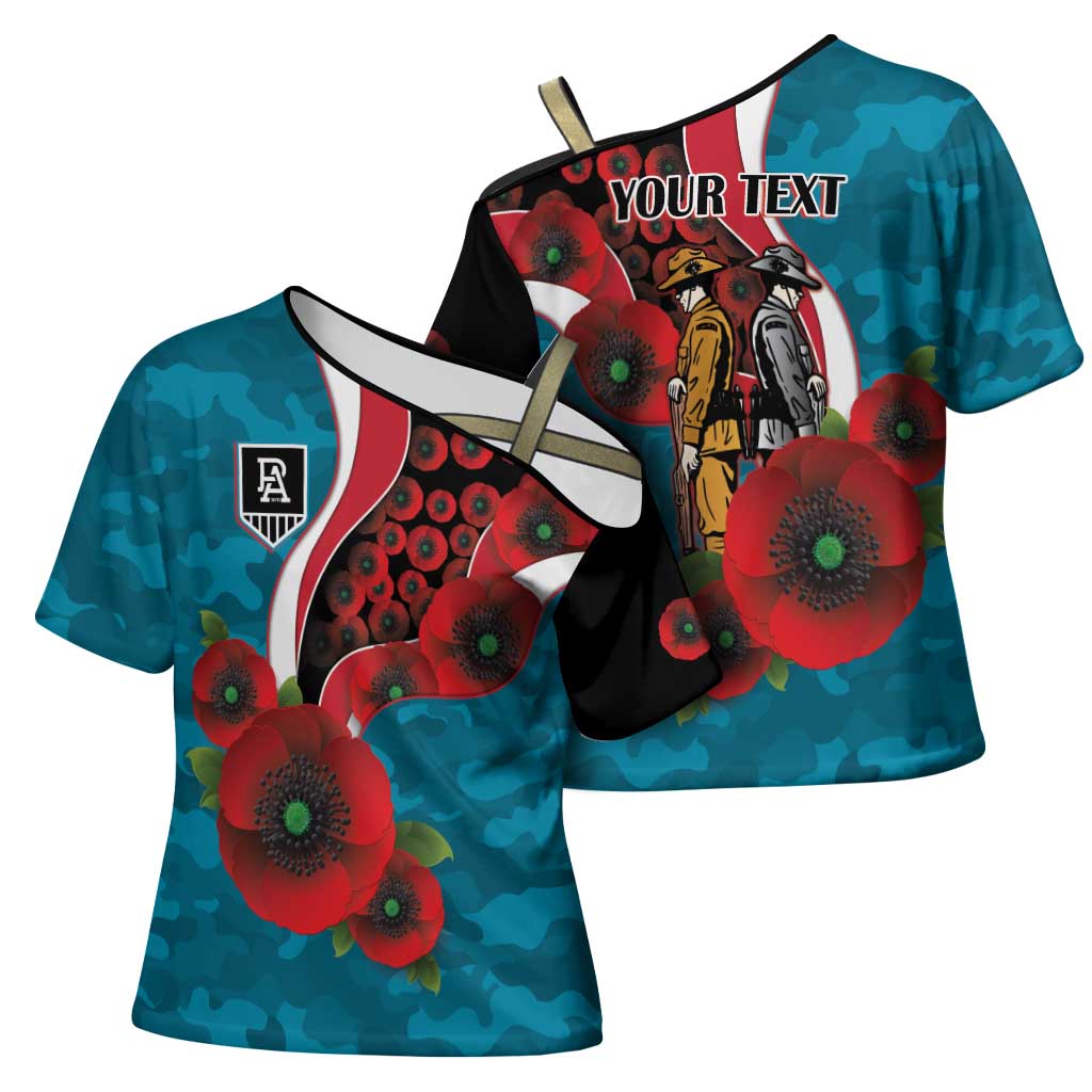 Port Power ANZAC Personalised Cross Shoulder Shirt Lest We Forget Poppy Camo