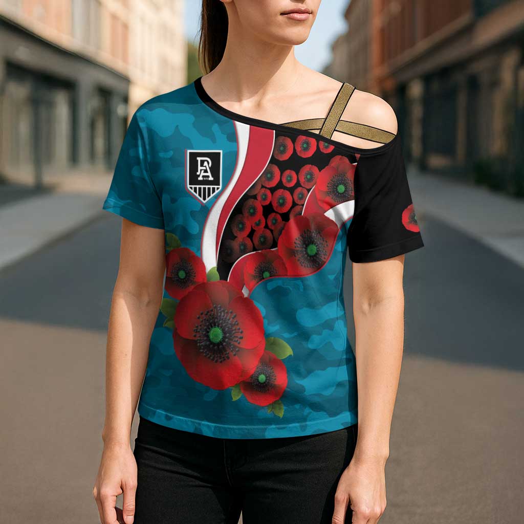 Port Power ANZAC Personalised Cross Shoulder Shirt Lest We Forget Poppy Camo