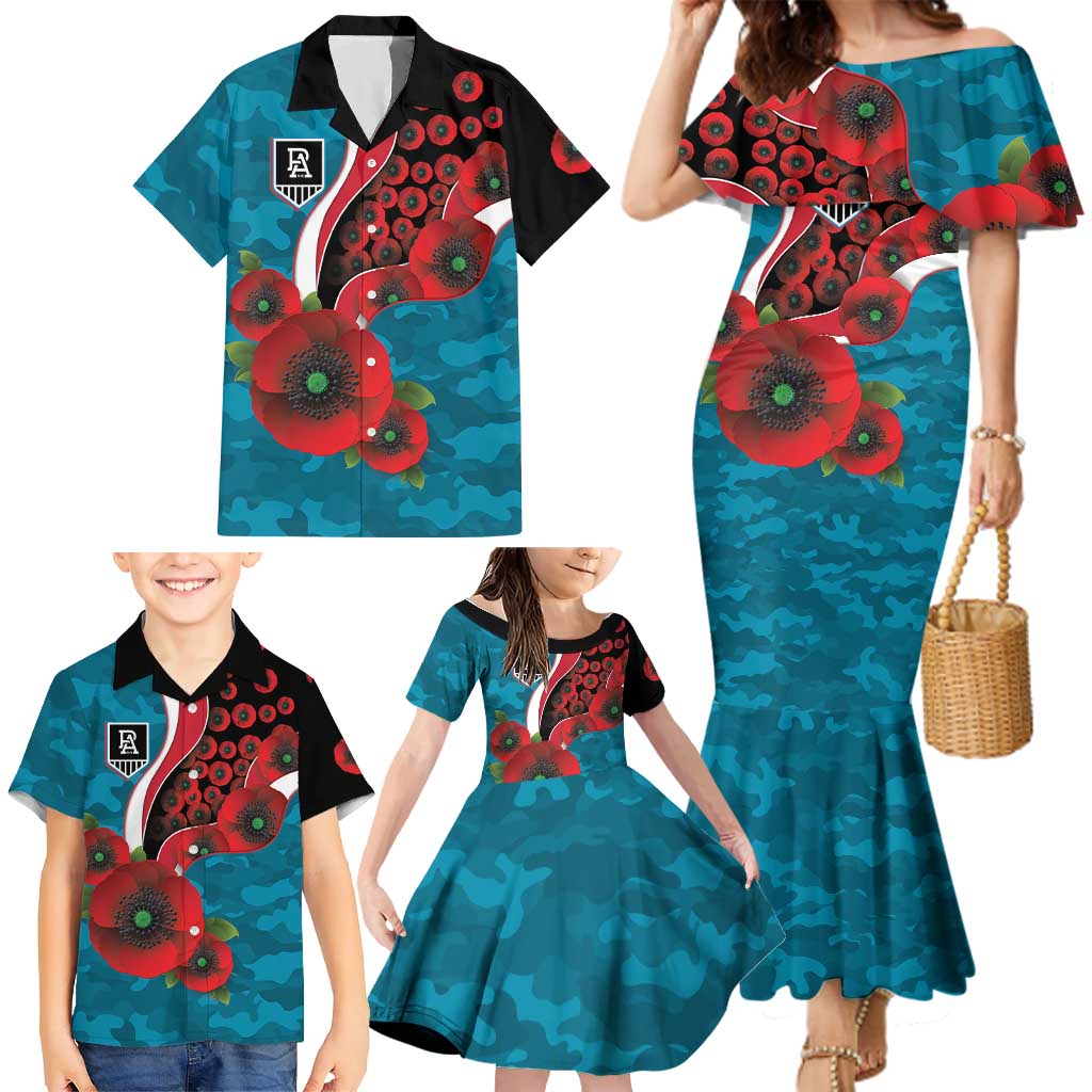 Port Power ANZAC Personalised Family Matching Mermaid Dress and Hawaiian Shirt Lest We Forget Poppy Camo