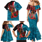 Port Power ANZAC Personalised Family Matching Mermaid Dress and Hawaiian Shirt Lest We Forget Poppy Camo