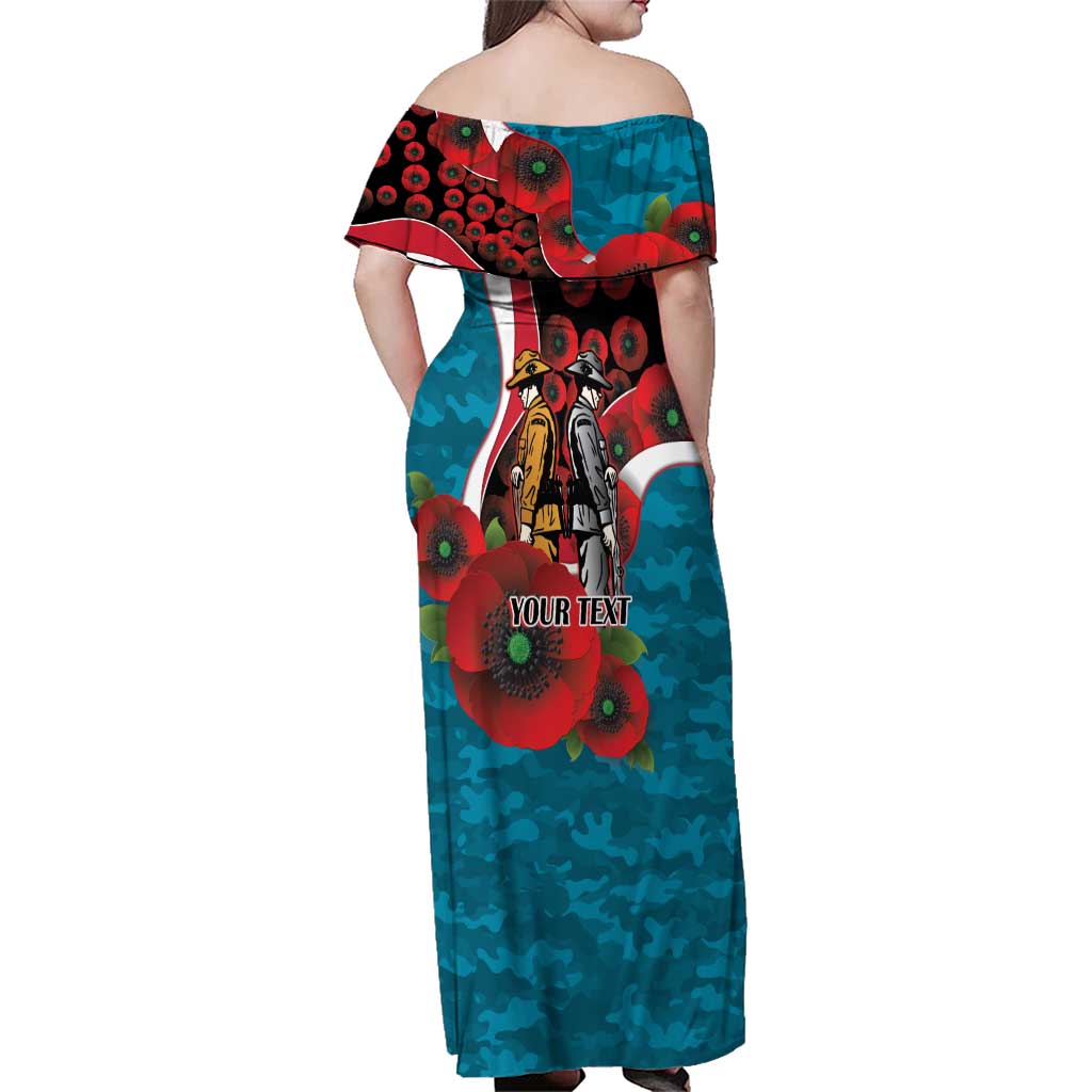Port Power ANZAC Personalised Family Matching Off Shoulder Maxi Dress and Hawaiian Shirt Lest We Forget Poppy Camo