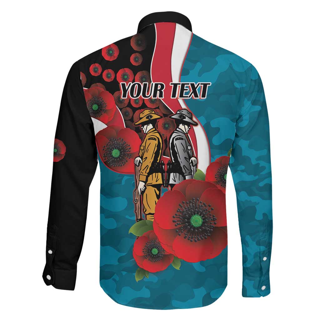 Port Power ANZAC Personalised Family Matching Off Shoulder Short Dress and Hawaiian Shirt Lest We Forget Poppy Camo